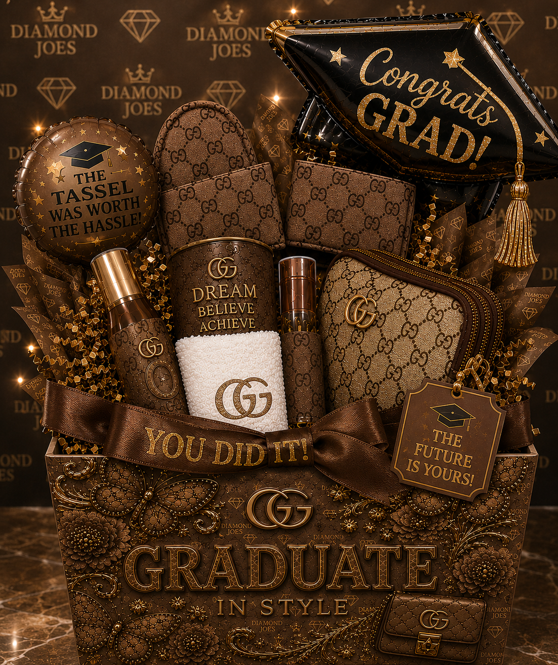 🎓 DIAMOND JOES GRADUATION LUXURY GIFT BASKET 🎓 BROWN