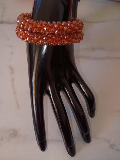 ORANGE BLING 2PC BRACELET SET