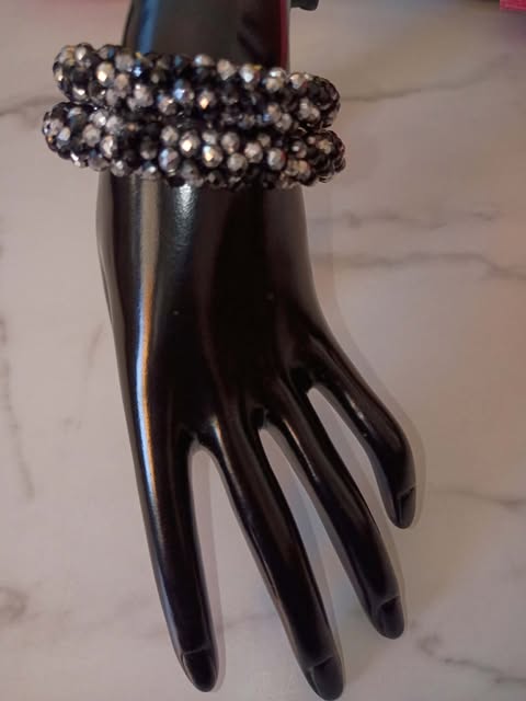 BLACK&SILVER BLING 2PC BRACELET