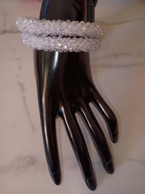 WHITE BLING 2PC BRACELET