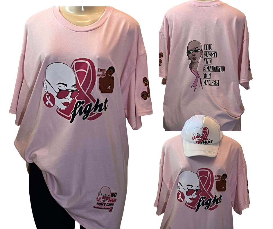 FIGHT CANCER TSHIRT WITH MATCHING HAT