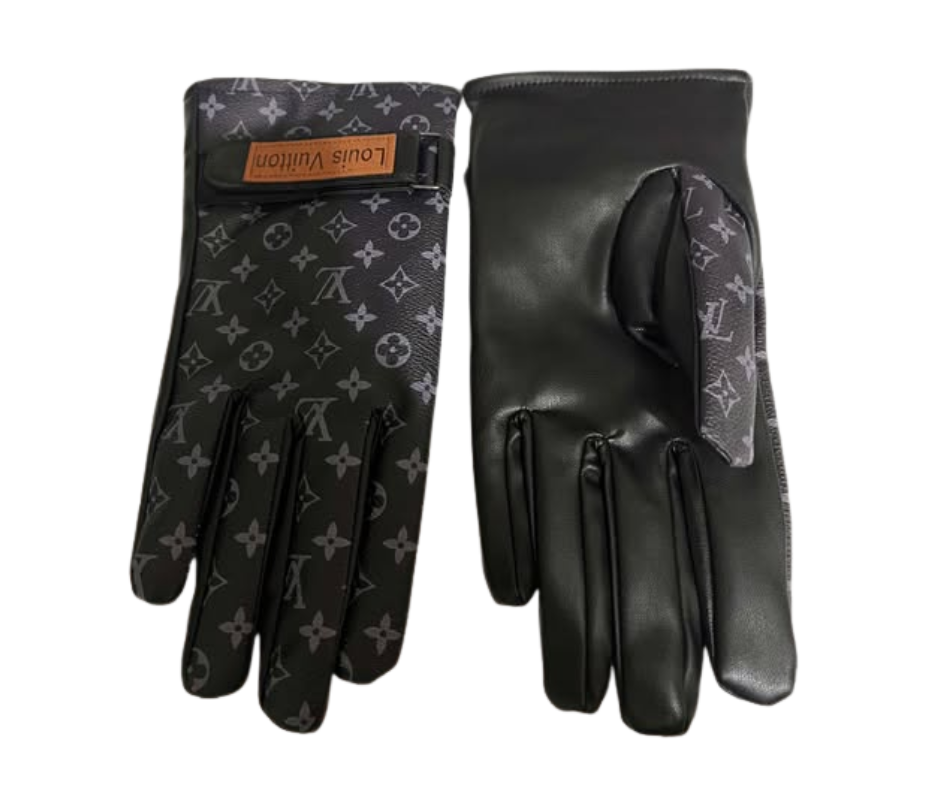 LOUIS VUITTON BLACK MONO LEATHER GLOVES