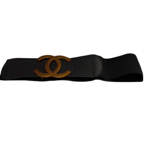 CHANEL STRETCH BELT BLACK