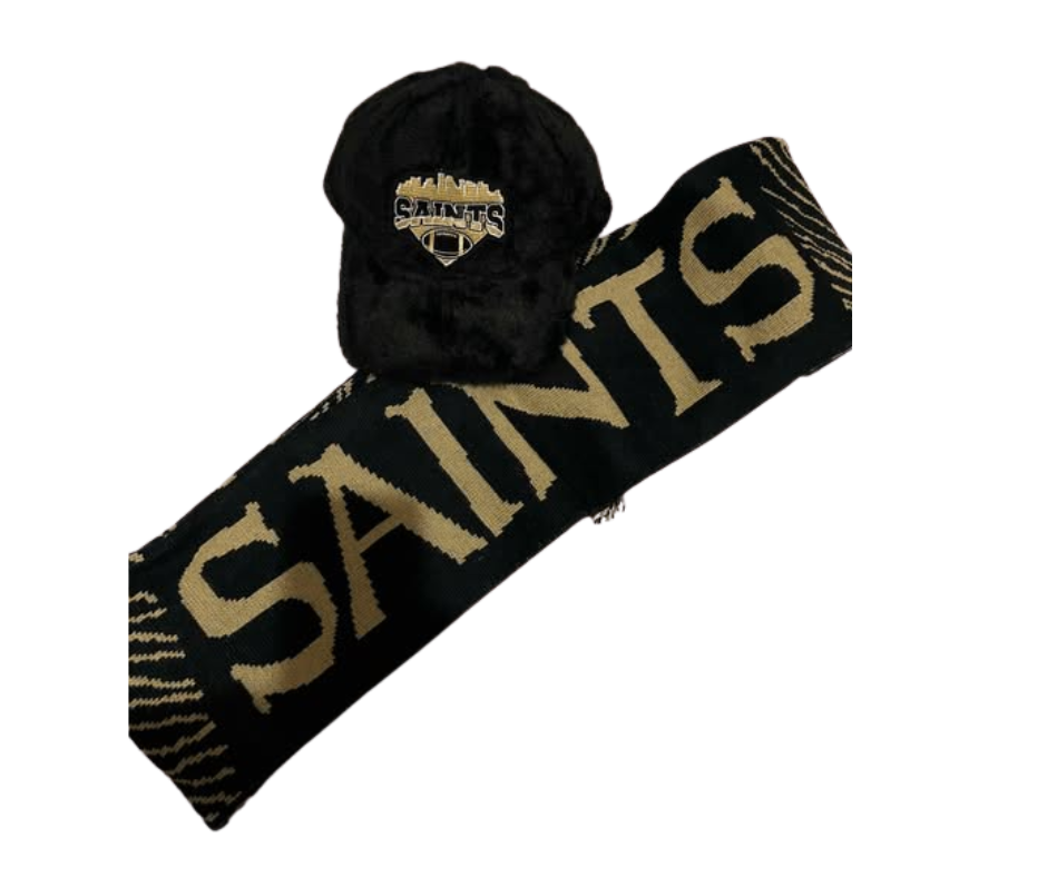 NEW ORLEANS SAINTS FUR CAP & SCARVE