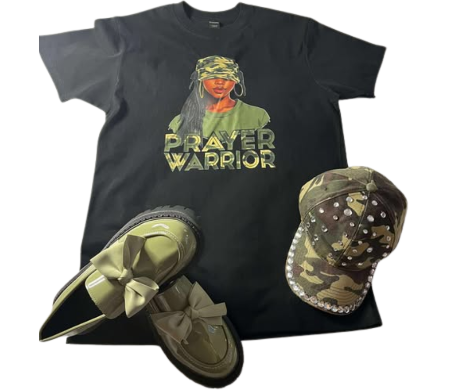 PRAYER WARRIOR CAMO TSHIRT (ADD ON TO DREE IT UP)