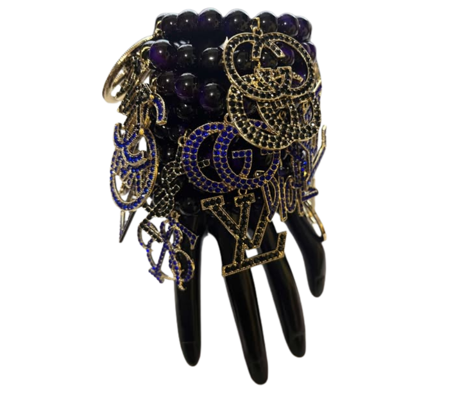 PURPLE & BLACK BLING STACK BRACELET