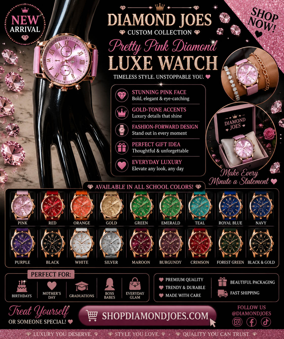 PRETTY PINK DIAMOND WATCH