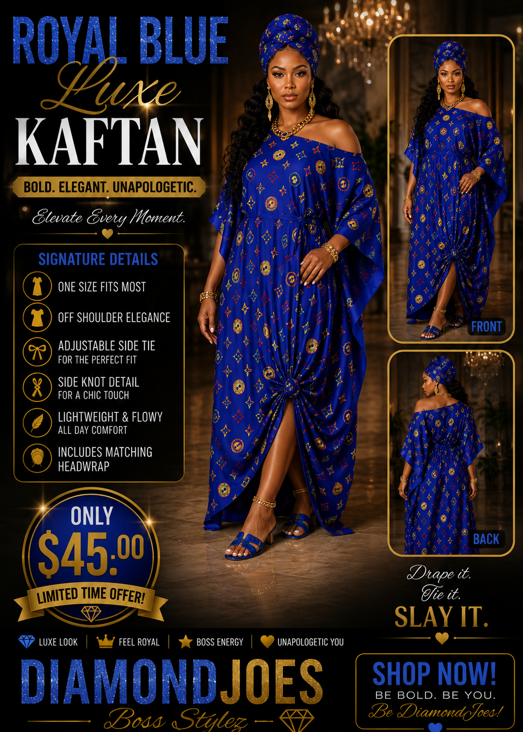 ROYAL BLUE LUXE KAFTAN