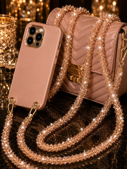 TANNISH/GOLD PHONE OR PURSE CROSSBODY BLING     DJ COLLECTION