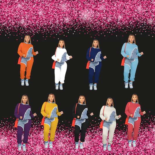 2PC JEAN LOOK JOGGER SETS