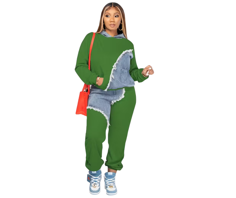 Fashion Sweatshirt Long Fringe  Two-Piece Suit