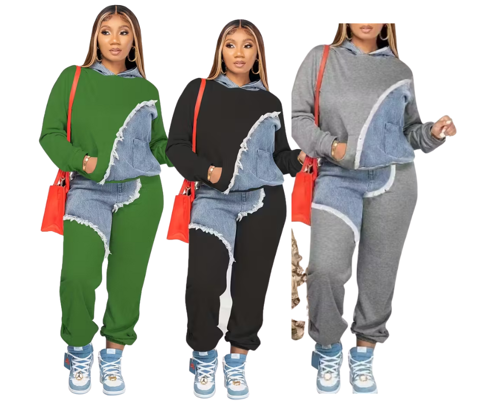 Fashion Sweatshirt Long Fringe  Two-Piece Suit