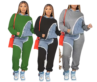 Fashion Sweatshirt Long Fringe  Two-Piece Suit