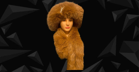 3PC BROWN HAT & SCRAF FUR SET  FREE BROOCH