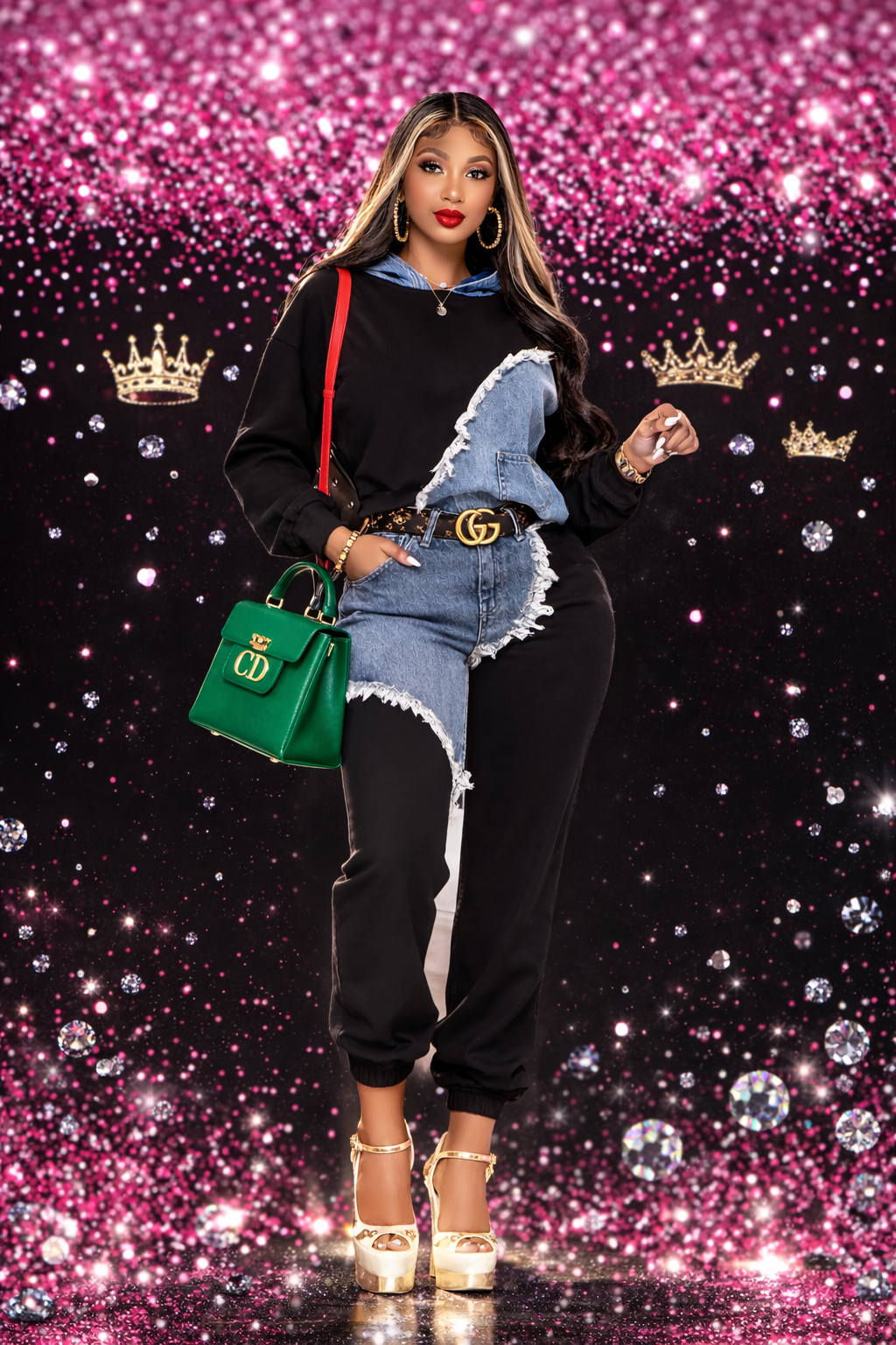 ELEGANT  2PC JEAN LOOK JOGGER
