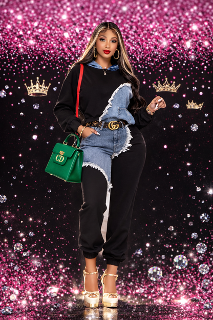 ELEGANT  2PC JEAN LOOK JOGGER