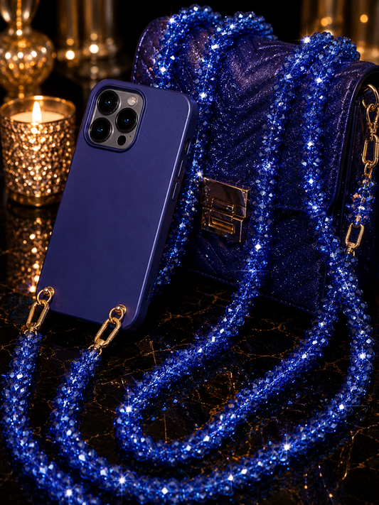 ROYALE BLUE BLING PHONE OR PURSE CROSSBODY