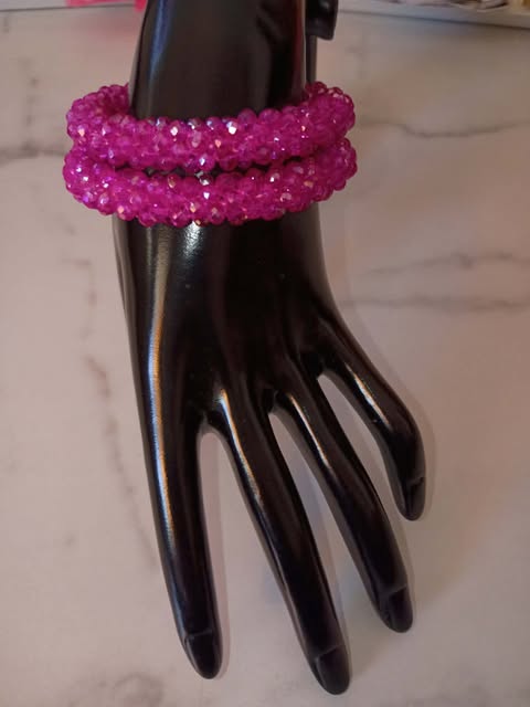 HOT PINK BLING 2PC BRACELET SET