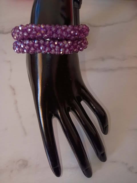 PURPLE BLING 2PC BRACELET SET