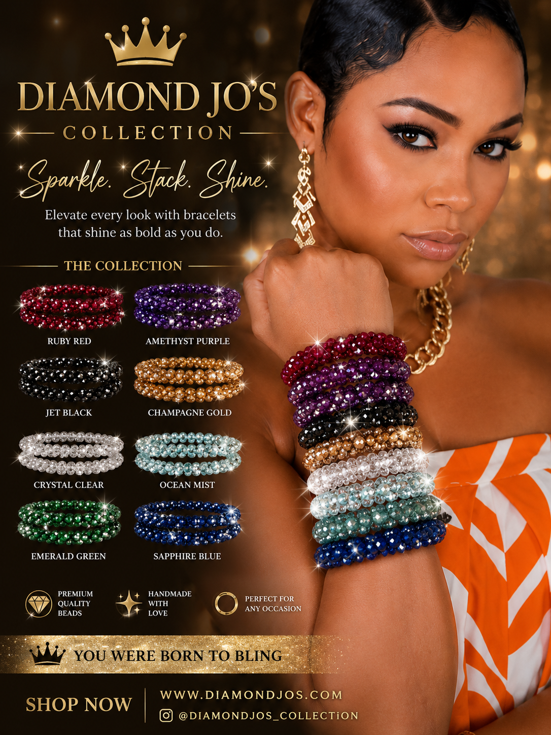 BLING 2PC BRACELET SET        (MULTIPLE COLORS )