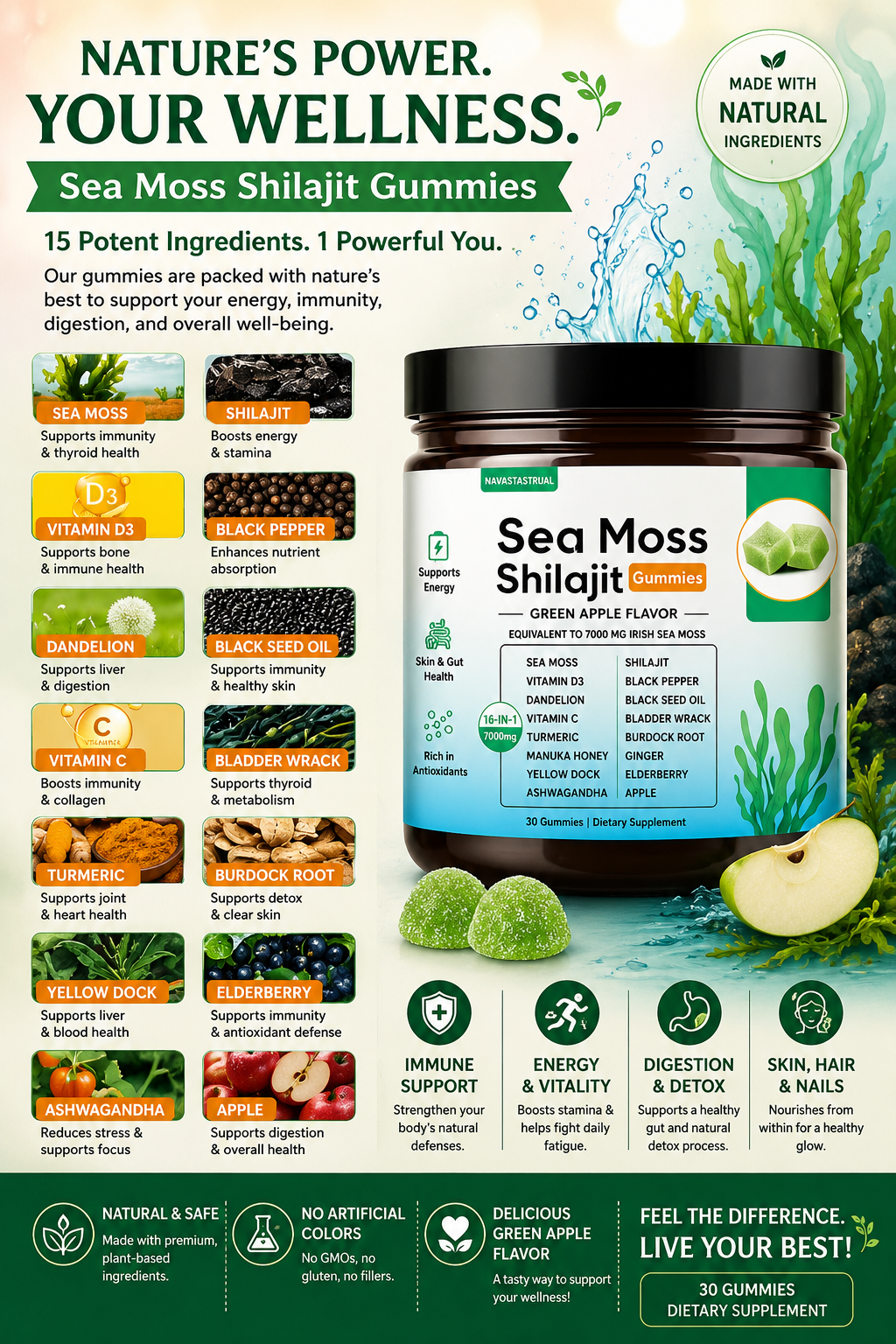 16-in-1 Sea Moss+Shilajit Gummies,
