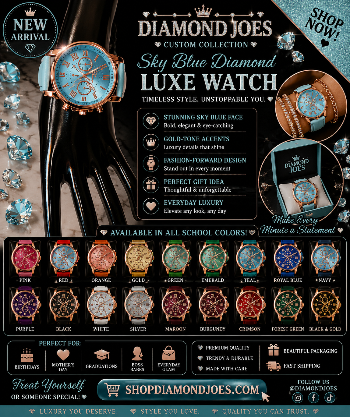 DIAMONDJOES LUXE WATCH COLLECTION     MULTIPLE COLORS