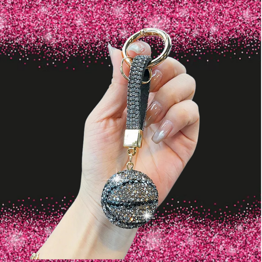 BLACK  BASKET BALL BLING KEY CHAIN