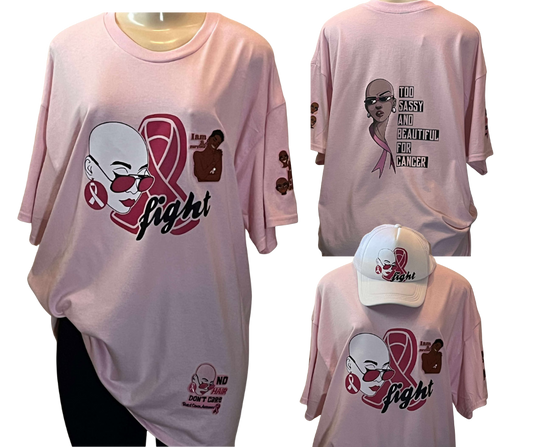 FIGHT CANCER TSHIRT WITH MATCHING HAT