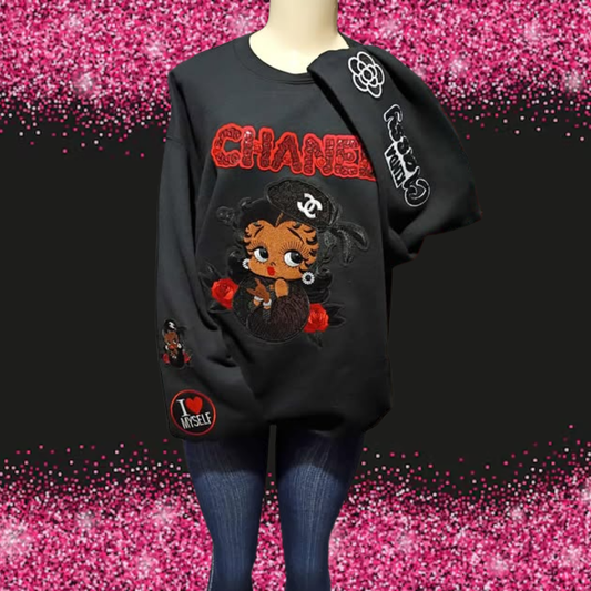 CHANEL LADY PATCH SWEATSHIRT CUSTOM MADE