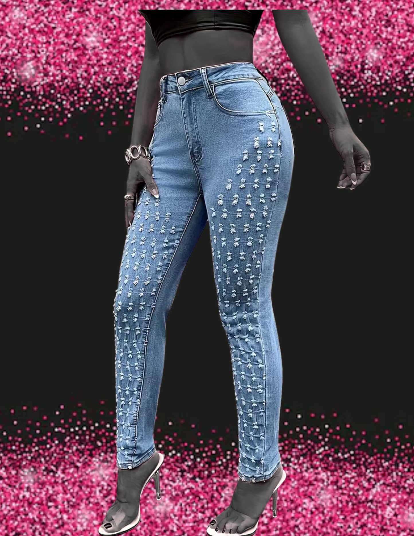 DESTRESSED HIGH WAIST JEANS