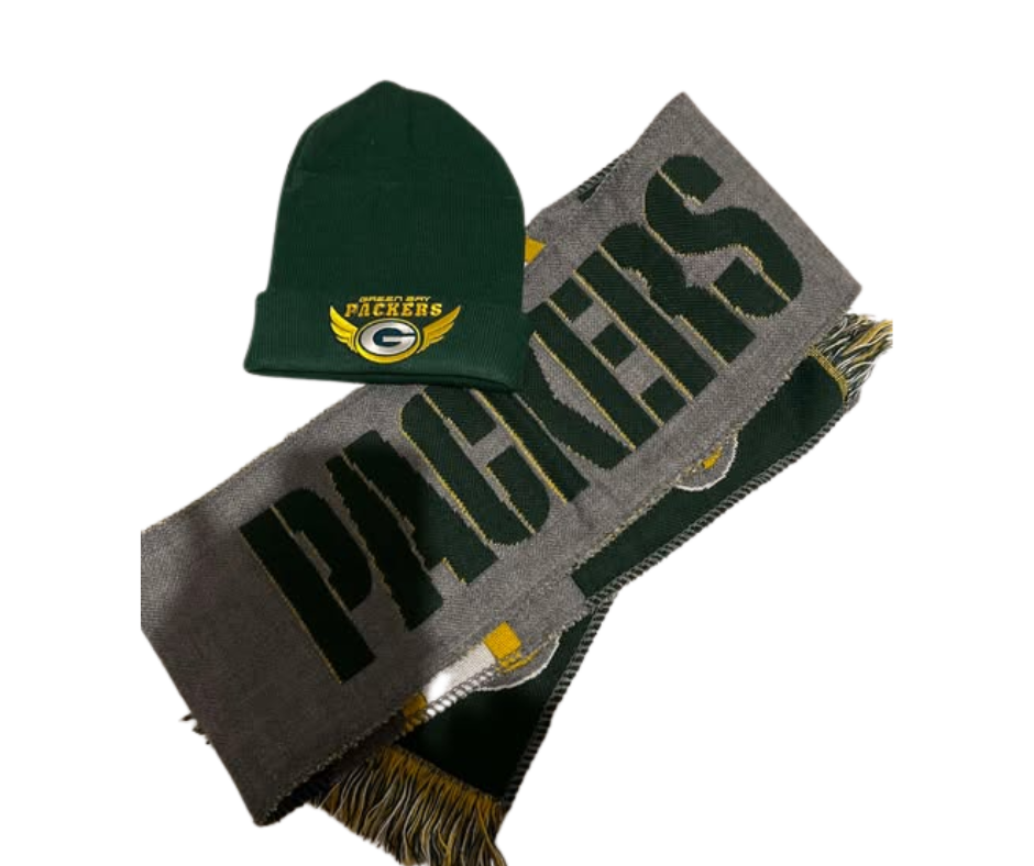 GREENBAY PACKERS BEENIE HAT & SCARVE