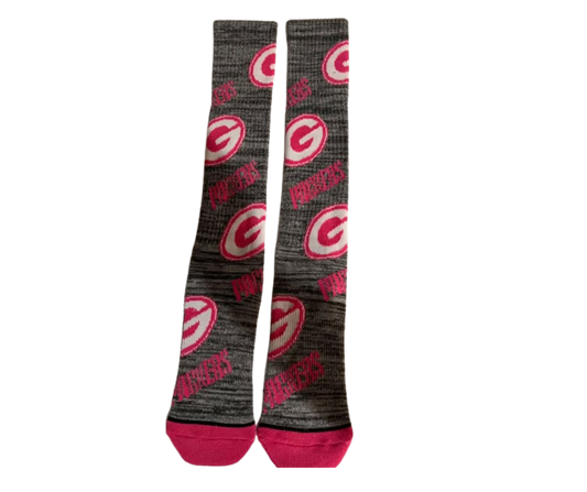 GREEN BAY PACKERS HOT PINK GRAY LONG  SOCKS