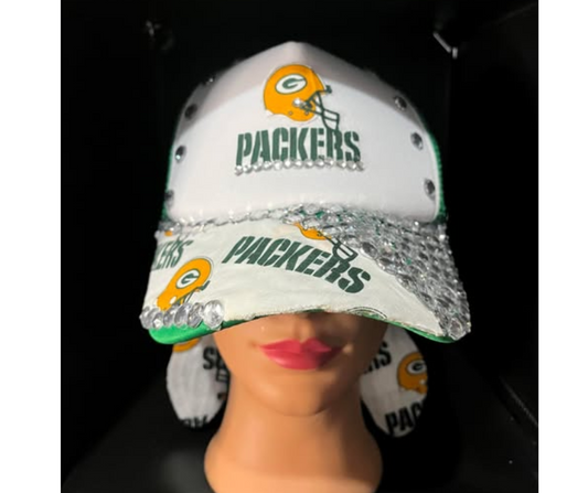 GREENBAY PACKERS TRUCKER HAT  CUSTOM HAT WITH EARRINGS