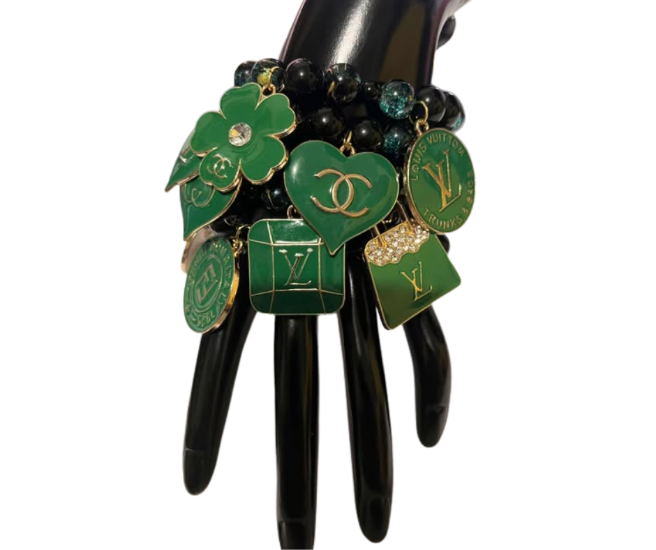 GREEN/ BLACK/ GOLD   STACK BRACELET