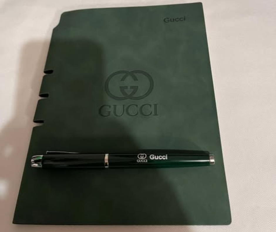GUCCI GREEN JOURNAL WITH MATCHING PEN