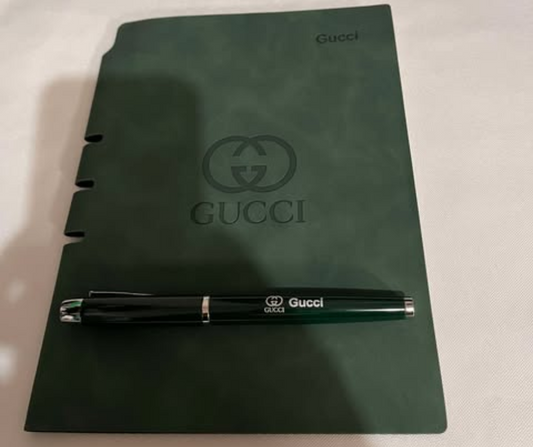 GUCCI GREEN JOURNAL WITH MATCHING PEN