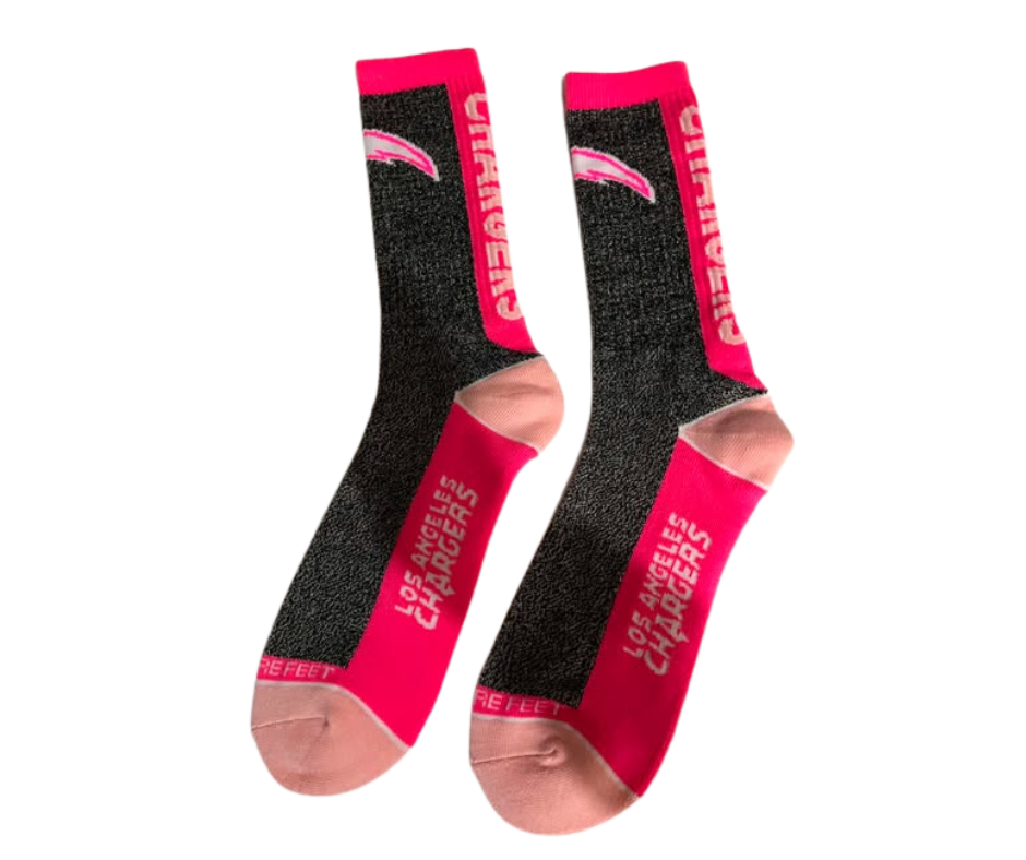 LOS ANGELES CHARGERS  HOT PINK GRAY LONG SOCKS