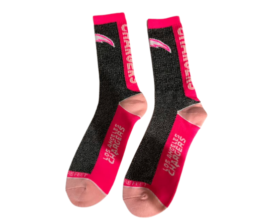 LOS ANGELES CHARGERS  HOT PINK GRAY LONG SOCKS