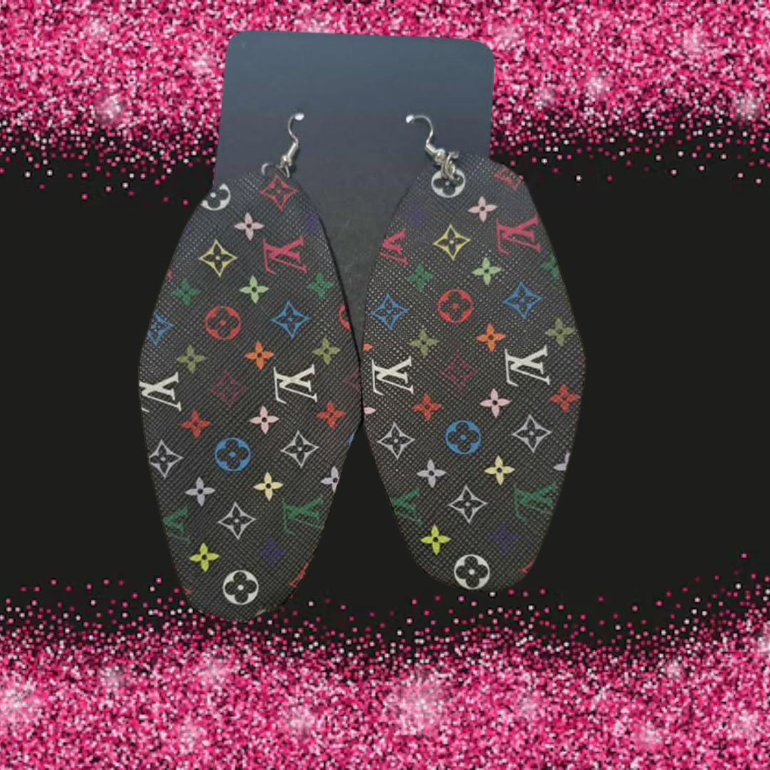 LV BLACK COLORFUL DANGLING EARRINGS
