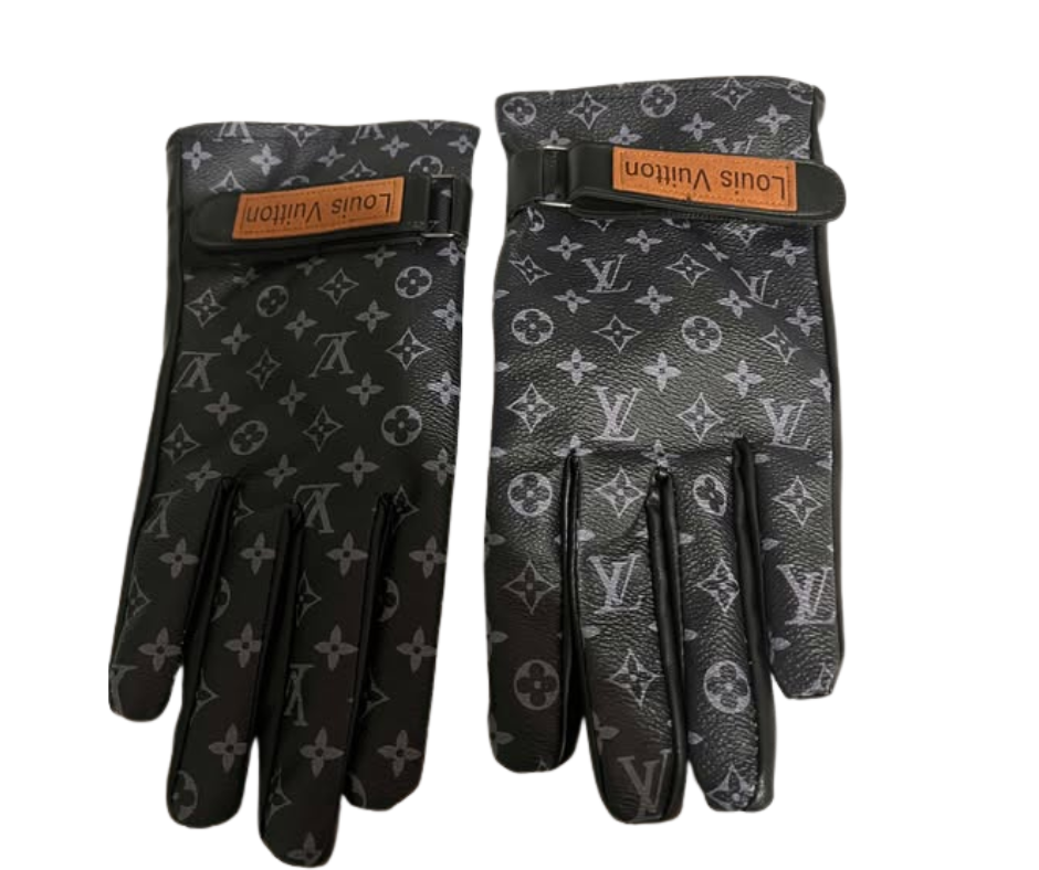 LOUIS VUITTON BLACK MONO LEATHER GLOVES