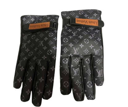 LOUIS VUITTON BLACK MONO LEATHER GLOVES