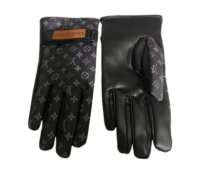LOUIS VUITTON BLACK MONO LEATHER GLOVES