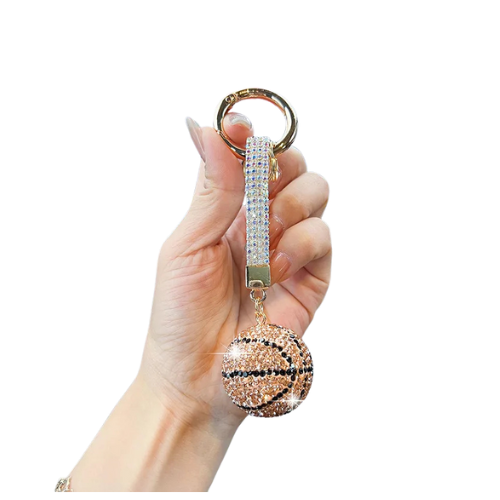 BASKET BALL BLING KEY CHAINS  SILVER