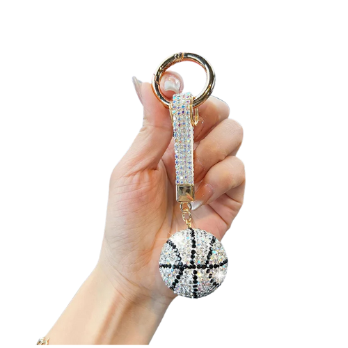 BASKET BALL BLING KEY CHAINS  SILVER