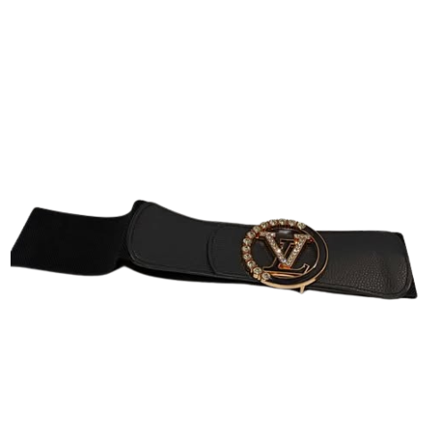 LV STRETCH BELT  BLACK WITH DIAMONDS