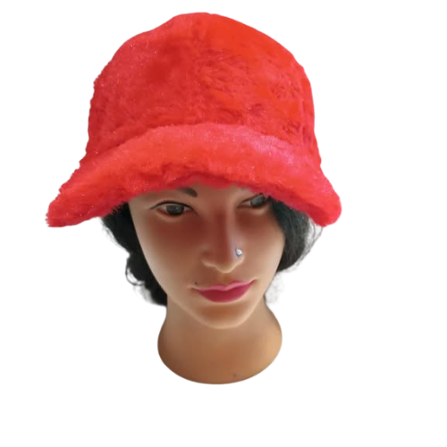 FUR CAP (RED)   MEN OR WOMEN CAN WEAR