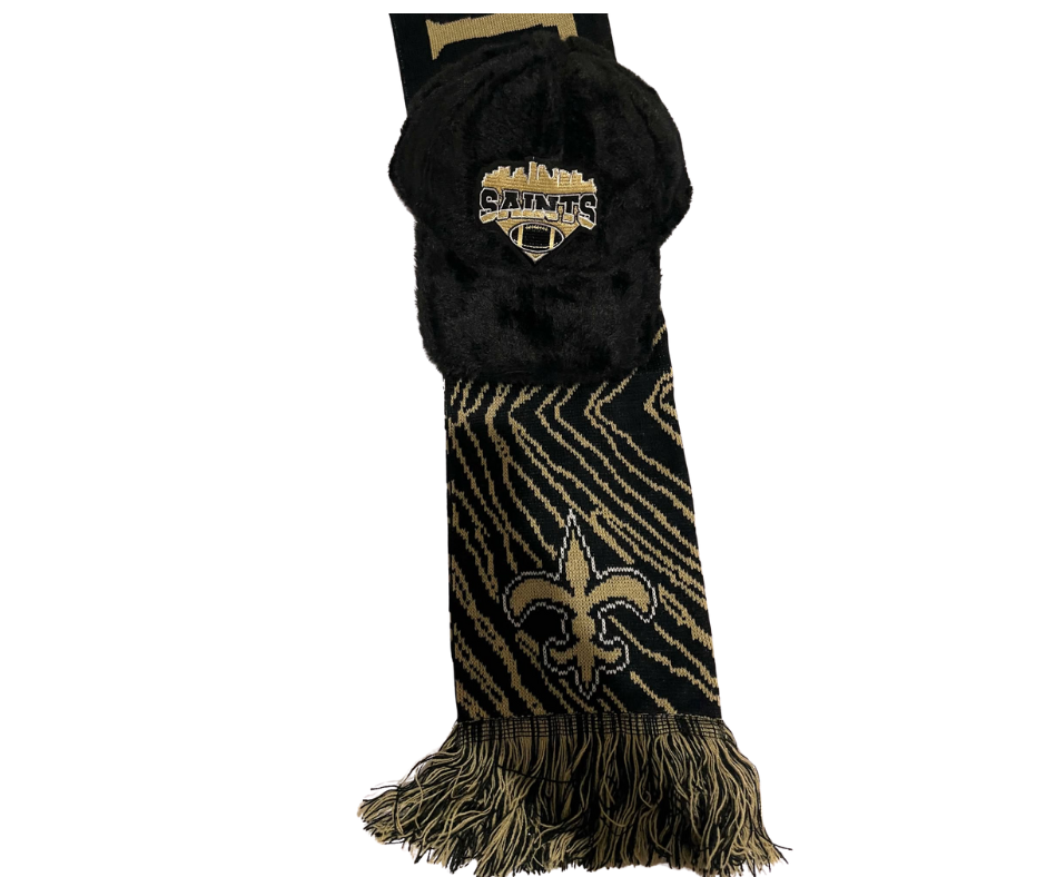 NEW ORLEANS SAINTS FUR CAP & SCARVE