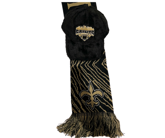 NEW ORLEANS SAINTS FUR CAP & SCARVE