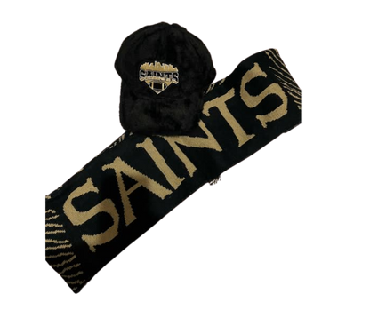 NEW ORLEANS SAINTS FUR CAP & SCARVE