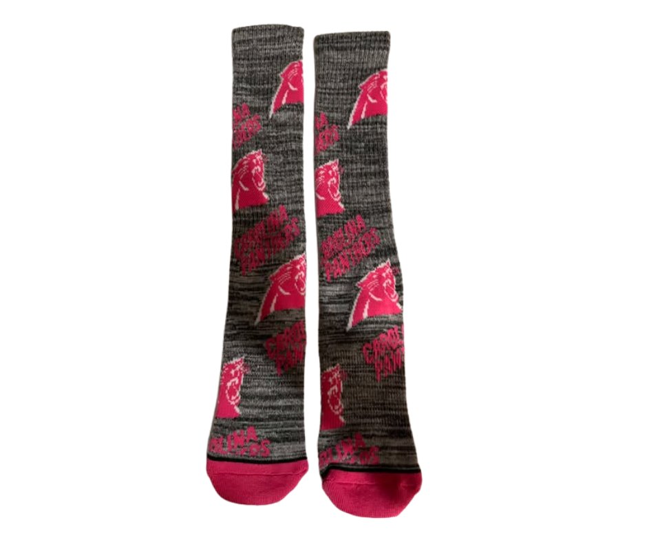 PANTHERS HOT PINK GRAY LONG SOCKS
